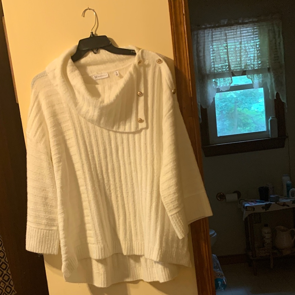 Rafaella Cream Cowl Neck Sweater with Button Details